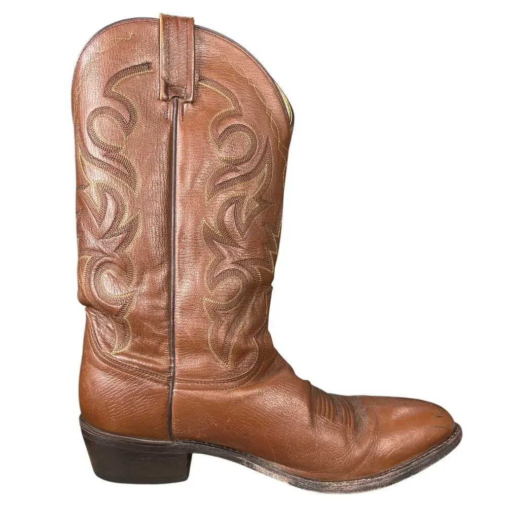 Vintage Dan Post Men’s Brown Leather Western Cowboy Boots Size US 12 D